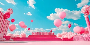 梦幻粉色气球浪漫场景