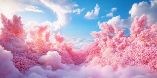 梦幻粉色云海景观