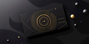 黑金质感圆形图案卡片设计