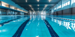 室内整洁明亮的标准游泳池