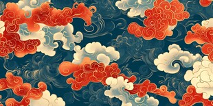 中式传统祥云图案背景