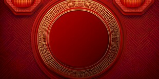 中式红底古典装饰背景图