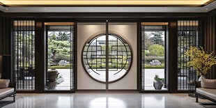 中式雅致客厅与园林景致