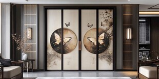 中式蝴蝶图案移门装饰