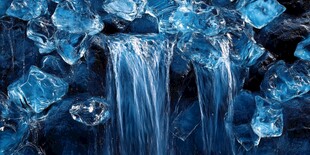 蓝色梦幻冰瀑奇观