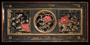 中式木雕牡丹装饰画