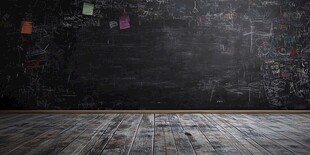 黑板墙面与木质地板场景