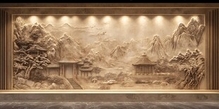 中式山水浮雕墙面艺术