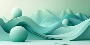 淡绿色立体几何场景