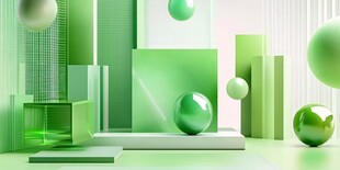 绿色几何立体场景展示