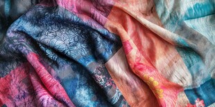 多彩拼接印花织物纹理