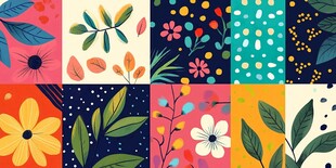 多彩花卉植物图案集合