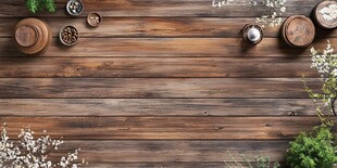 木质台面的精致摆件装饰