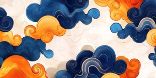 中式云纹图案 色彩绚丽