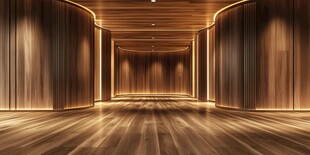 木质走廊的现代光影美学