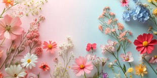 缤纷花卉装点梦幻背景