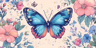 蓝蝶舞于繁花间