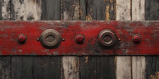 复古木门上的红金属扣件