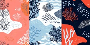 海洋风珊瑚海藻图案设计