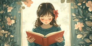 女孩沉浸书香美好瞬间