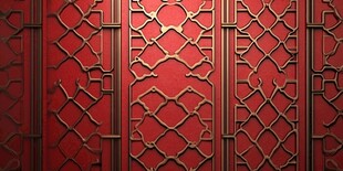 中式红墙格栅纹理背景图