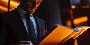 商务男士专注阅读书籍