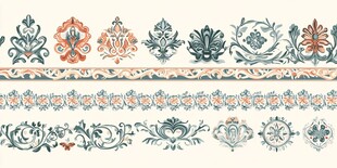 复古花卉边框图案设计素材