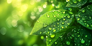 绿叶上晶莹的露珠