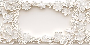 白色花卉剪纸边框装饰
