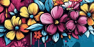 绚丽多彩花卉插画图案