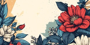 复古花卉插画背景图