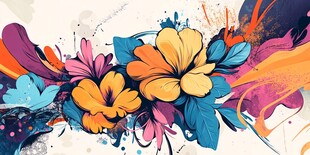 绚丽多彩花卉涂鸦艺术图