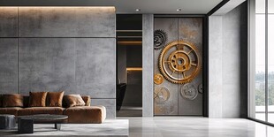 工业风客厅的机械艺术墙