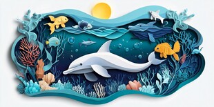 梦幻海底世界纸艺插画