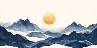 日出群山间壮丽景象