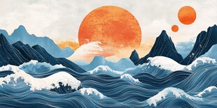 海上日出壮丽山海景观