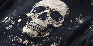 骷髅图案黑色潮流T恤