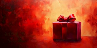红焰背景下的精美礼物盒