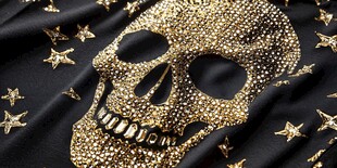 金色骷髅星星图案面料