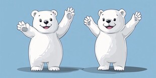 可爱北极熊欢快挥手