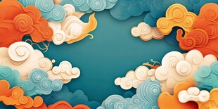 中式立体云纹创意背景图