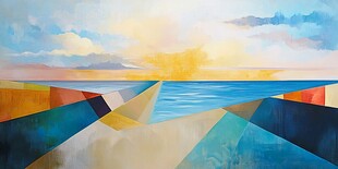 梦幻几何海景艺术画作