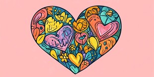 彩色爱心插画 浪漫与美好