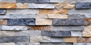 多彩石砖墙面纹理特写