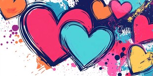 多彩爱心涂鸦艺术背景图
