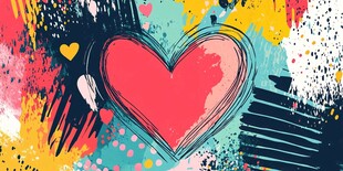 爱心涂鸦 多彩艺术背景