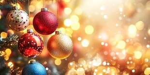 圣诞树上的多彩装饰球