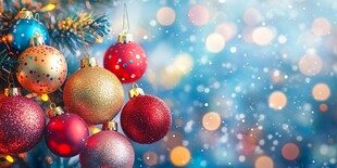 圣诞树上的多彩装饰球