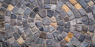 圆形石砌路面纹理特写