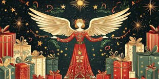 圣诞天使与缤纷礼物